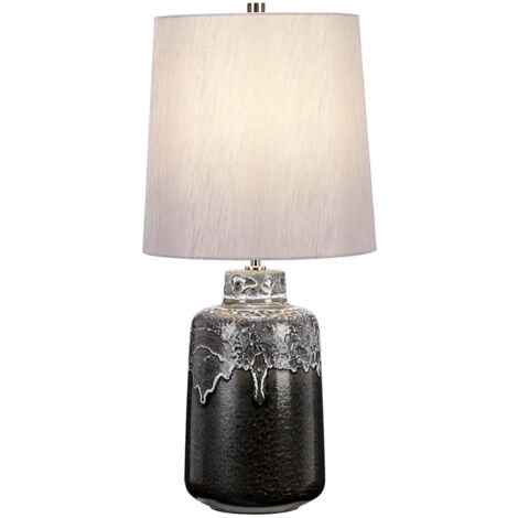 Tischlampe Beistelllampe Nachttischlampe Keramik Silber D 30 cm 1 Flammig