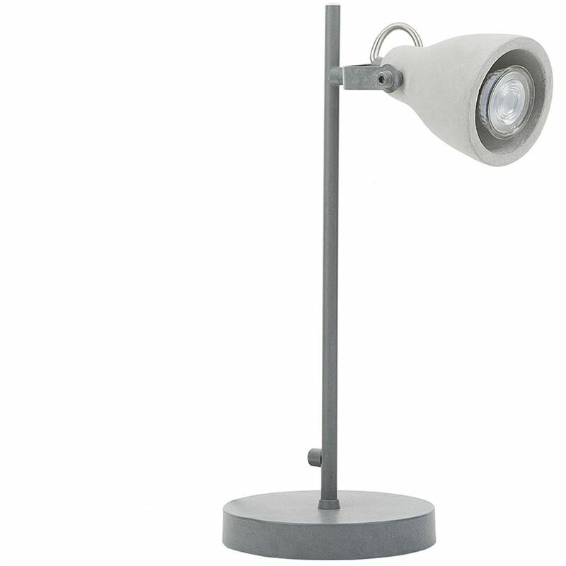 Tischlampe Grau Beton 41 cm Schirm verstellbar Scheinwerfer-Look Kabel mit Schalter Industrie Look