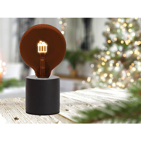 Tischlampe Beton Schwarz mit Deko LED Glühbirne Geschenk, Höhe 9cm