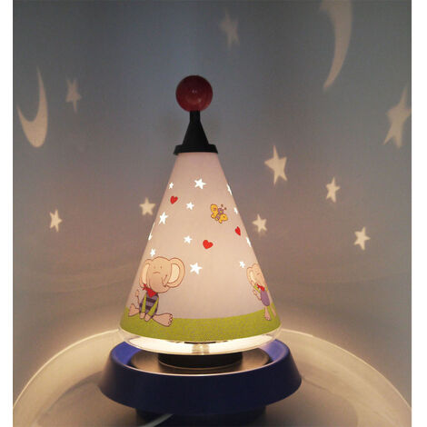 Tischlampe Carrousel LOLO LOMBARDO projiziert Mond und Sterne ins Kinderzimmer