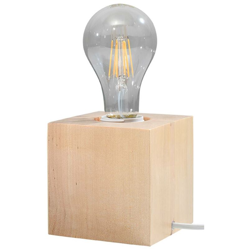 Image of Lampada da tavolo abel legno l: 10, b: 10, h: 10, con interruttore E27,