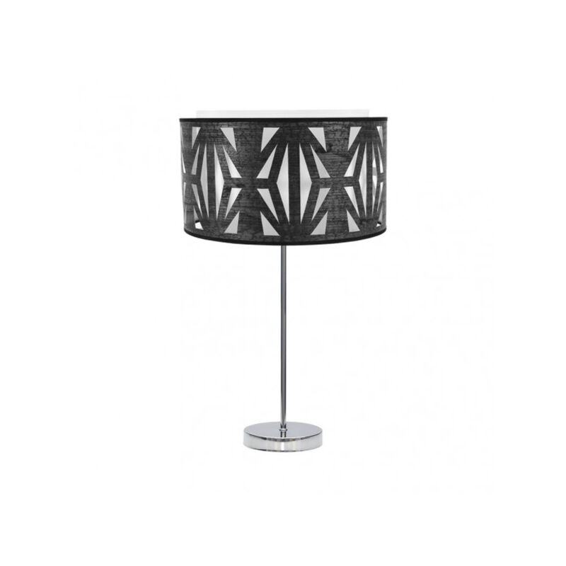 Katerina hohe tischlampe 1xe27 chrom/schwarz holz 61x30x30 cm