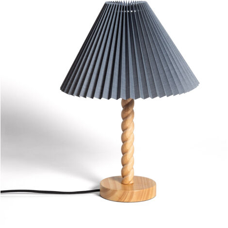 Tischlampe Holz und Stoff Moorea Grau