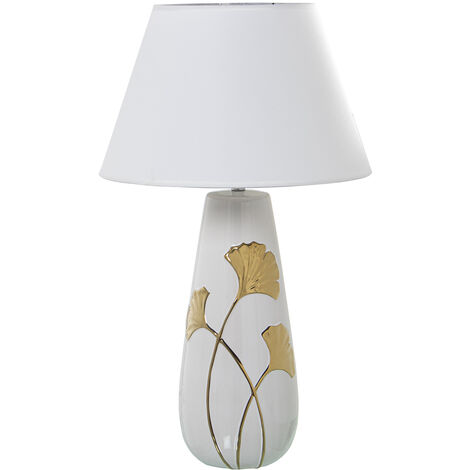 Tischlampe in Weiß/Gold -Keramik+52825, 1x27, max.60W ° 35x58cm, Basi