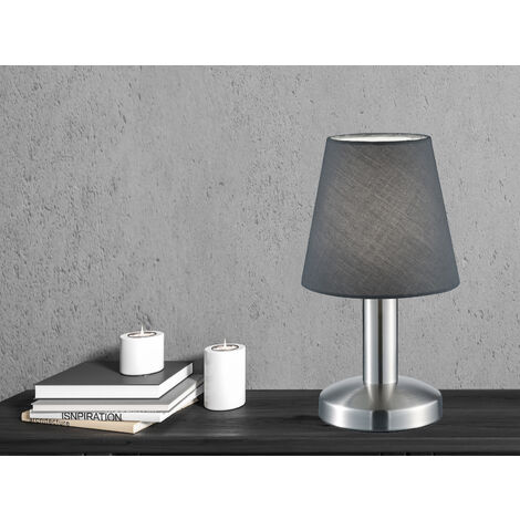 Tischlampe MATS II Stoff Lampenschirm Grau Touchfunktion EIN/AUS, Höhe 24 cm