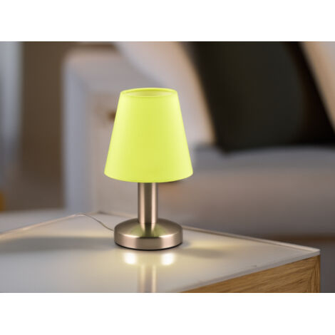 Tischlampe MATS II Stoff Lampenschirm Grün mit Touchfunktion EIN/AUS, Höhe 24 cm