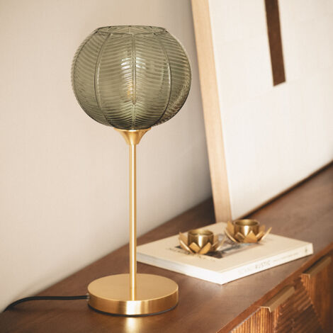 Tischlampe Metall und Glas Klimt Grün