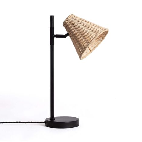 Tischlampe Metall und Rattan Cesto Schwarz