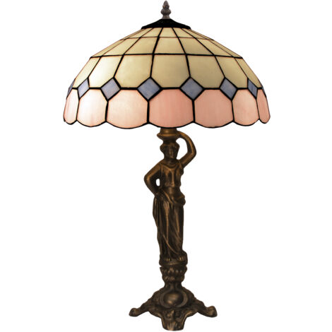 Tischlampe mit Figur und Schirm mit 30 cm Durchmesser, Serie Pink