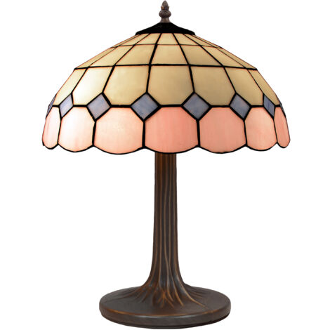 Tischlampe mit geformtem Sockel und Lampenschirm mit 40 cm Durchmesser, Pink-Serie