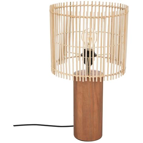 Tischlampe mit Holzsockel DAVYS, 48 cm