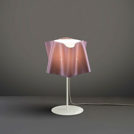 Tischlampe mit Metallsockel und Stiel FOLIO-Schirm Rosa Durchmesser 25x H37 cm