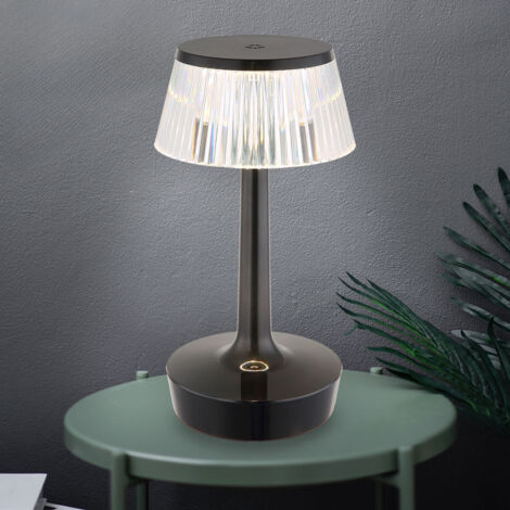 Tischlampe Nachttischlampe LED Schlafzimmerlampe Dimmbar Kristall-Effekt Schwarz