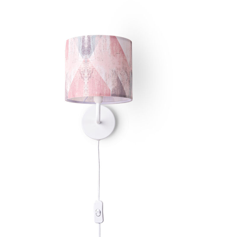 Paco Home - Wandleuchte Stofflampenschirm Tischlampe Nachttischlampe E14 Vintage Retro Rund Wandleuchte - Weiß, Design 5 (ø18 Cm)