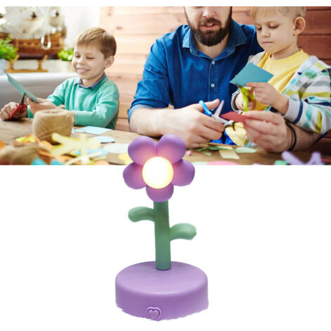 [Tischlampe] – Niedliche tragbare Blumenleuchte – Lila Deko-Schreibtischlampe für Büro und Schlafzimmer – Kunststoff – Keine AAA-Batterien erforderlich – 1 Stück