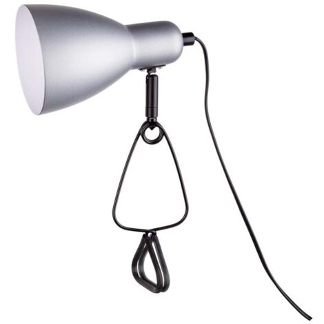 Tischlampe Tischleuchte Klemmstrahler silber Schlafzimmerlampe beweglich H 28 cm