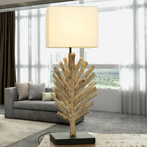 Tischlampe Treibholz Stoff 69 cm E27 Handarbeit Unikat Tischleuchte SAWATH
