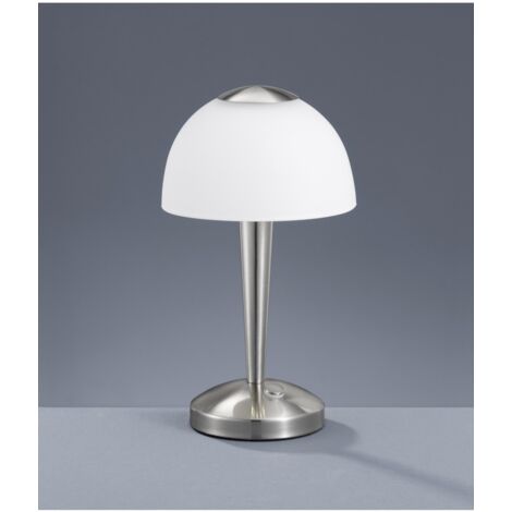 Tischlampe Ventura Led Touch Nickel und Weißglas Ø15 cm Trio Lighting