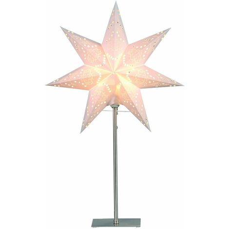 BEST SEASON Tischlampe Weihnachtsstern Sensy von Star Trading, 3D Papierstern Weihnachten in Weiß mit Metall-Fuß, Dekostern Tischleuchte mit Kabelschalter, E14, Höhe: 55cm 55 x 34 cm Creme