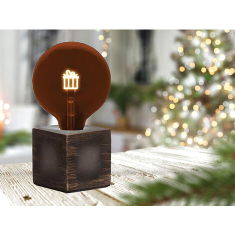Tischlampe Würfel Grau mit Deko LED Glühbirne Geschenk, Quadrat 9cm