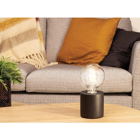 Tischlampen Sockel Beton Schwarz mit E27 Fassung OHNE Leuchtmittel, Höhe 9cm
