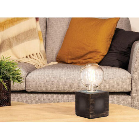 Tischlampen Sockel Würfel Grau mit E27 Fassung OHNE Leuchtmittel, Quadrat 9cm