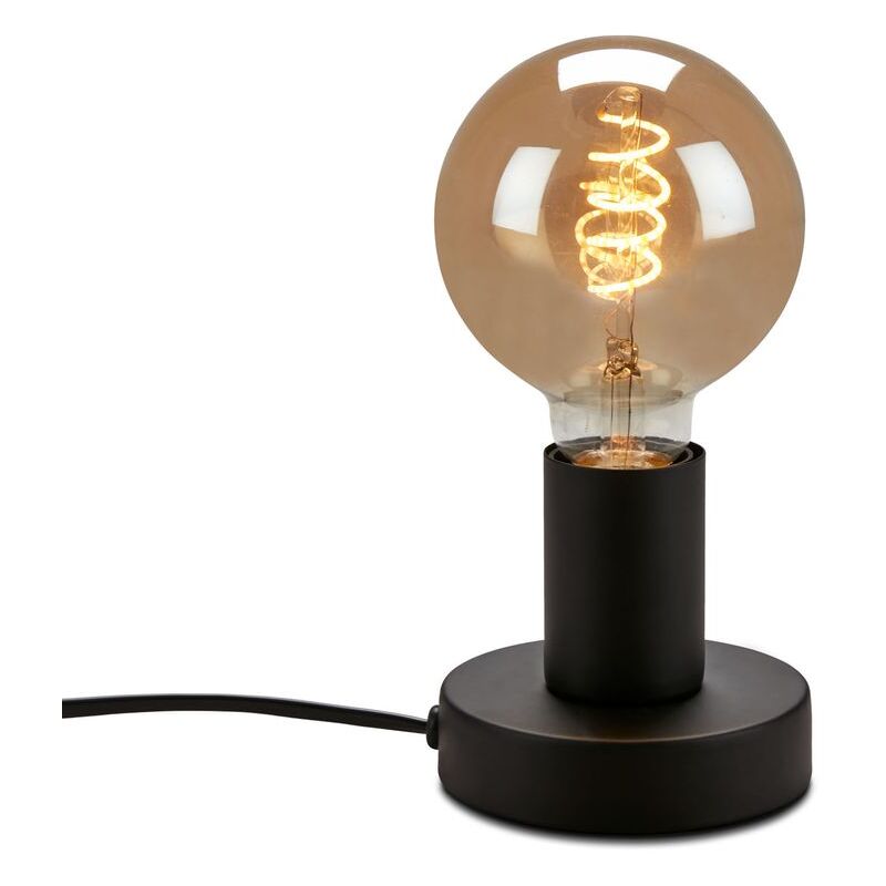 Brilo - Tischleuchte Tischlampe Kabelschalter 1xe27 10w Schwarz Matt Metall Ner
