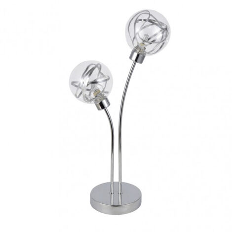 Tischleuchte 2 Lichter Modell VARANASI Chrom FABRILAMP