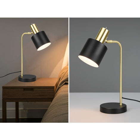 Tischleuchte ADAM Gold & Metallschirm Schwarz, Höhe 44cm