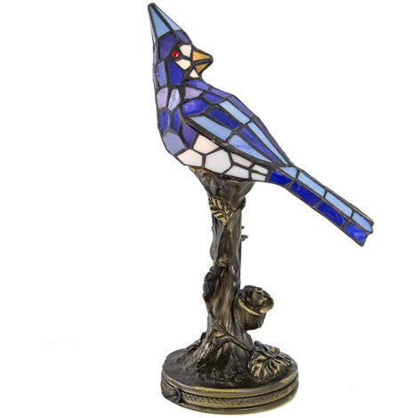 Tischleuchte aus Tiffany-Glas mit rotem Kardinalvogel, stimmungsvolles Licht für Schlaf- und Wohnzimmer, künstlerische Wohndekoration