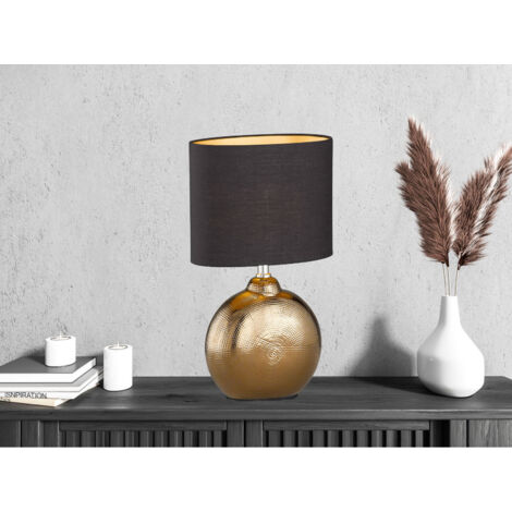 Tischleuchte Beistelllampe Nachttischlampe Bürolampe Bronze Keramik H 39 cm