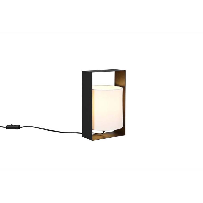 Trio Tischleuchte Beistelllampe Nachttischlampe Metall Schwarz E27 Stoffschirm H 27 Cm