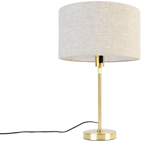Tischleuchte gold verstellbar mit Schirm hellgrau 35 cm - Parte