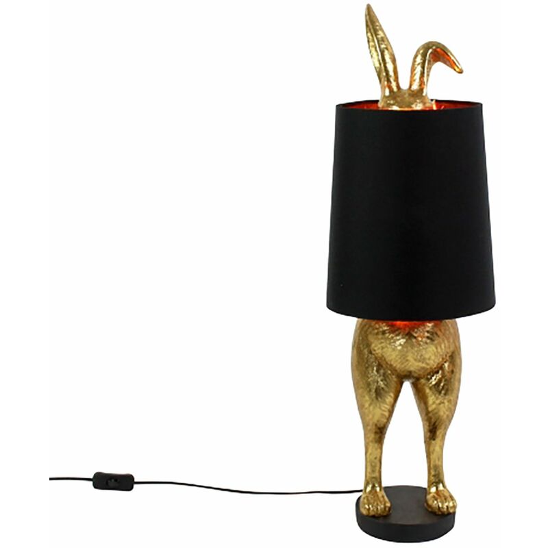 Werner Voß - Tischleuchte Hiding Bunny, gold/schwarz, Polyresin, 24x24x74 cm, E27, Kabel: 1,4 m
