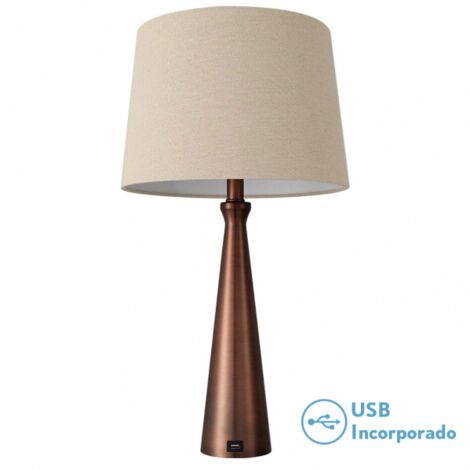 Tischleuchte Perle 1xe27 braun 61x33x33 cm port usb