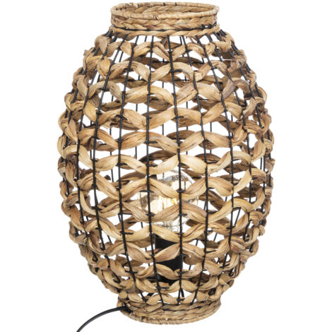 Tischleuchte SAND mit Lampenschirm aus Hyazinth, H. 40 cm