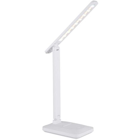 Tischleuchte Schlafzimmerlampe weiß Touchdimmer Akku verstellbar LED H 40,5 cm