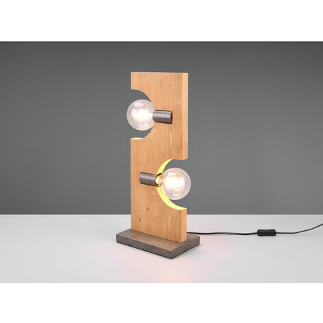 Tischleuchte TAILOR 2 flammig Holzbrett naturbelassen, Höhe 52cm