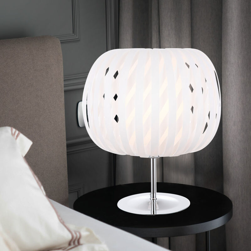 Etc-shop - Tischleuchte Tischlampe Kugel-Design Chrom Weiß 30 cm Wohnzimmer Schlafzimmer
