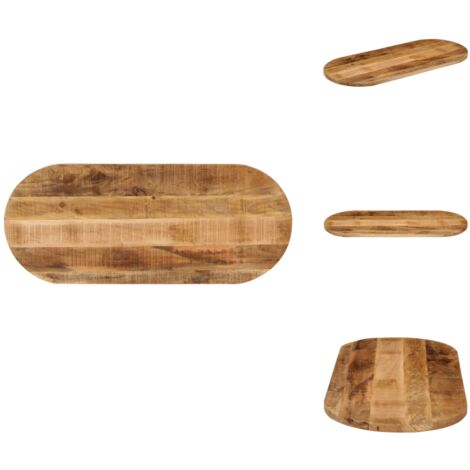 Tischplatte 120x60x3,8 cm Oval Raues Massives Mangoholz - Holztischplatte - Mangoholztischplatte - Ovale Tischplatte - Esstisch Platte - Esszimmer Dekoration