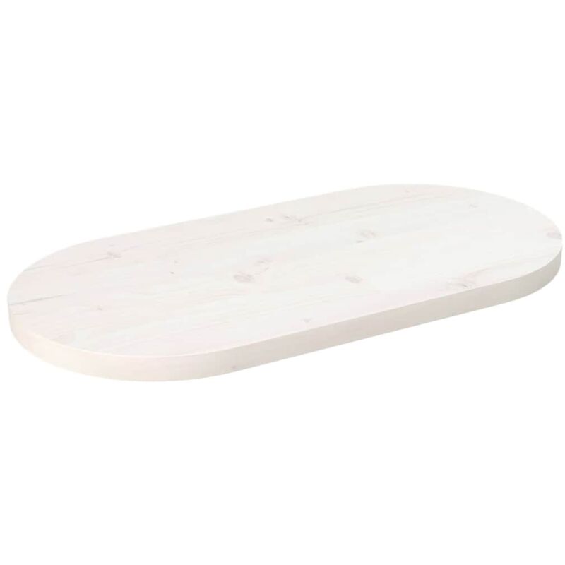 Vidaxl Tischplatte Weiß 60x30x2, 5 Cm Massivholz Kiefer Oval