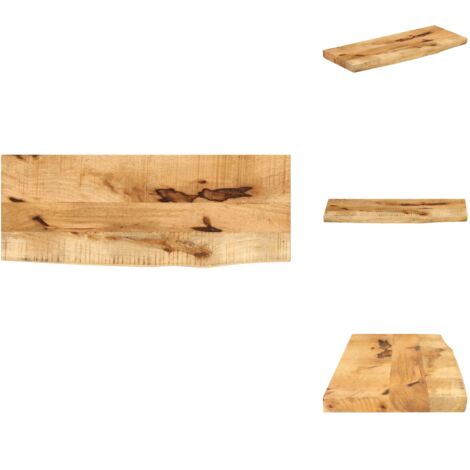 Tischplatte 90x20x3,8 cm Baumkante Massivholz Raues Mangoholz - Holztischplatte - Mangoholz Tischplatte - Esszimmertisch Platte - Tischplatte Massiv - Rustikal Tischplatte