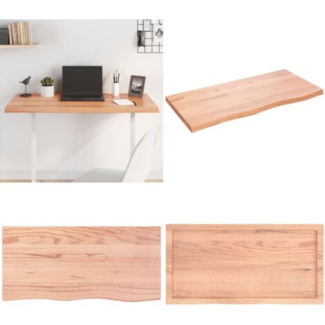 Tischplatte Hellbraun 100x50x(2-4)cm Massivholz Eiche Behandelt - Holztischplatte - Eichentischplatte - Esstischplatte - Tischplatte Massiv - Wohnzimmer Dekoration - Home & Living