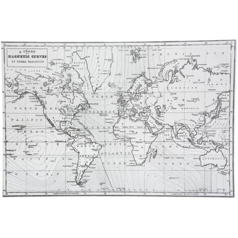 Tischset Planisphère - Vinyl - schwarz und weiß - 45x30cm
