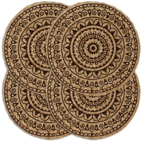 Tischsets 4 Stk. Dunkelbraun 38 cm Rund Jute