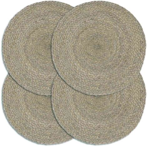 Tischsets 4 Stk. Grau 38 cm Rund Jute