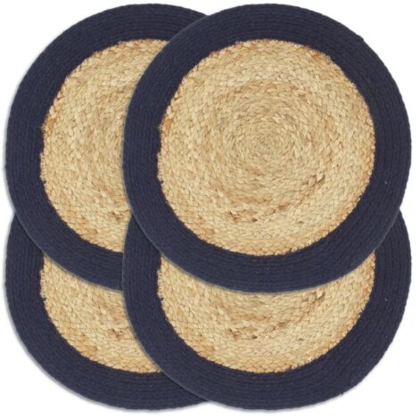 Tischsets 4 Stk. Natur und Marineblau 38 cm Jute und Baumwolle