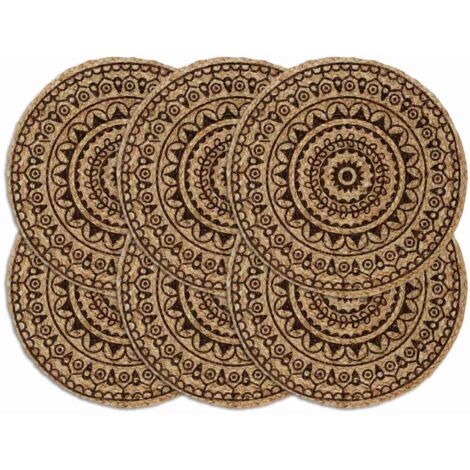 Tischsets 6 Stk. Dunkelbraun 38 cm Rund Jute