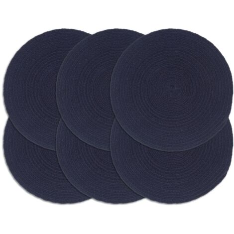 Tischsets 6 Stk. Marineblau 38 cm Rund Baumwolle