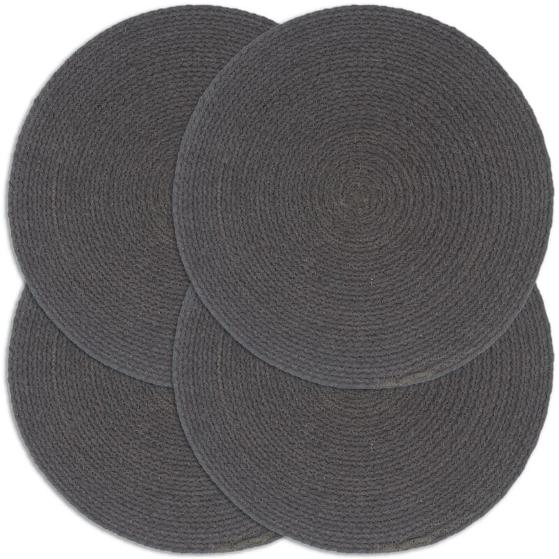 Vidaxl Prolenta Premium Tischsets 4 Stk. Dunkelgrau 38 Cm Rund Baumwolle